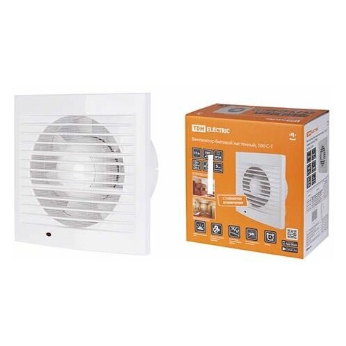 Комплект 2 штук Вентилятор бытовой настенный 100 С-Т таймер белый TDM SQ1807-2001 492700₽