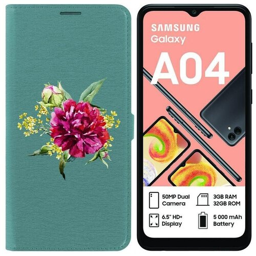 Чехол-книжка Krutoff Eco Book для Samsung Galaxy A04 (A045) Цветочная акварель (зелёный опал) чехол книжка krutoff eco book для samsung galaxy a04 a045 котёнок и щенок зелёный опал