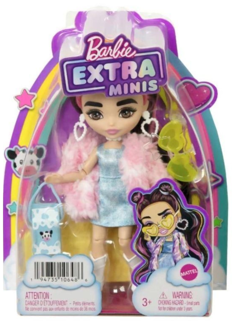 Barbie Extra Minis Puppe mit Kuhfellmuster-Jacke