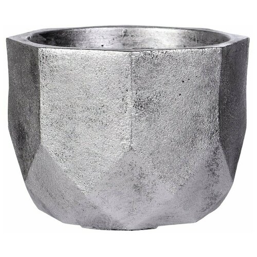 DROUND46-SLV Кашпо Геометри Круглое, файберстоун, серебро, D46 H32 cm