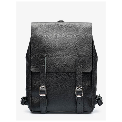 Черный текстурный кожаный рюкзак с отделением для ноутбука