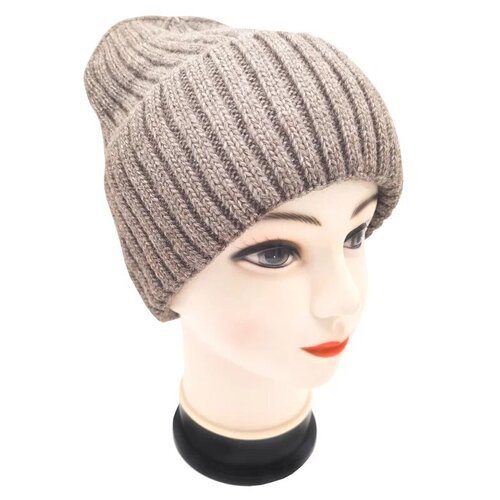 фото Шапка бини , размер 54-58, коричневый whoolly