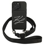 Чехол Lagerfeld Crossbody cardslot PU Saffiano Autograph Hard для iPhone 13 Pro, черный - изображение