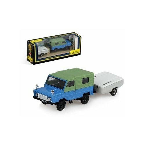 Купить Коллекционная модель, Машинка детская, ЛуАЗ-969М, с прицепом скиф-М, 1:43, игрушки для мальчиков, YarTeam, зеленый/черный/голубой, пластик/металл, male