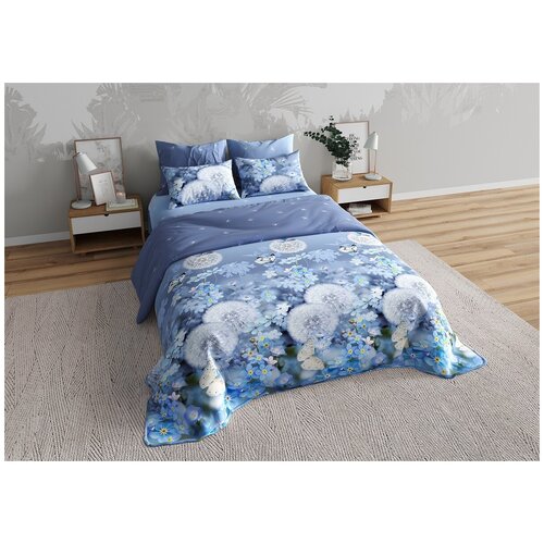 Комплект постельного белья 2,0 спальный с Евро простыней Перкаль 100 % хлопок Одуванчики