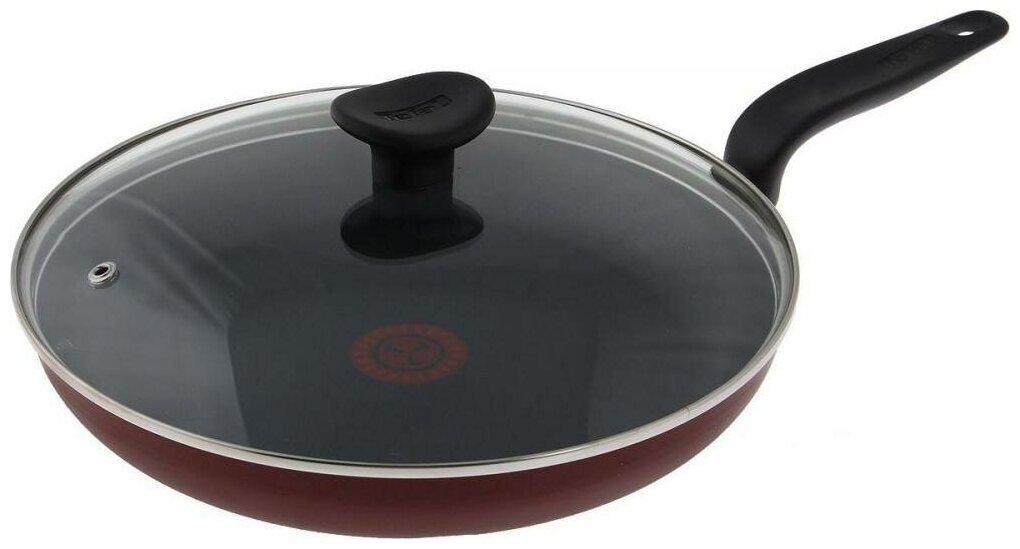 Сковорода Tefal Сковорода Tempo 04171924, 24 см, с крышкой, черный/красный