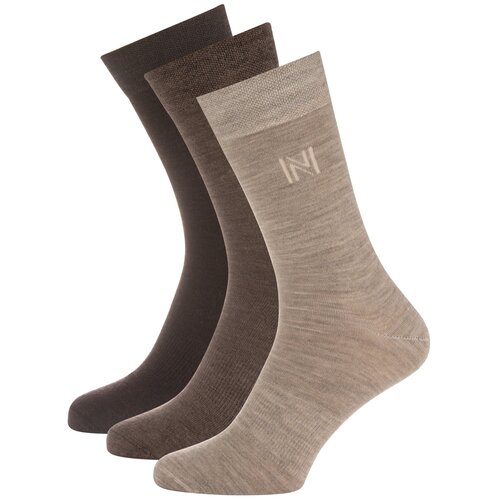 Носки повседневные из шерсти мериноса STOCKHOLM(3 пары), цвет кофе, размер 39-42, Norfolk, Norfolk Socks, коричневый, шерсть  - купить
