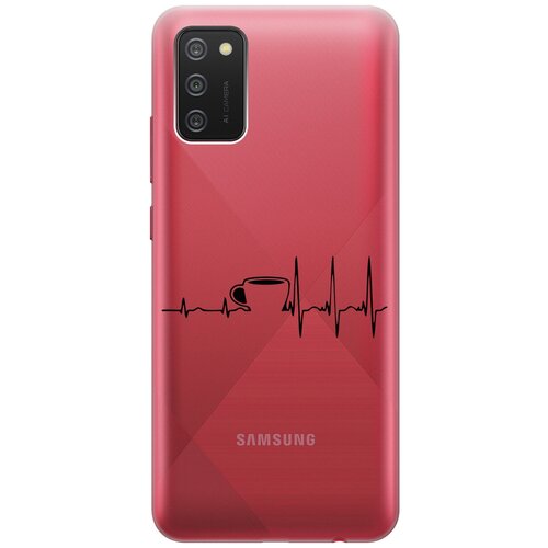 Силиконовый чехол с принтом Coffee Cardiogram для Samsung Galaxy A02s / Самсунг А02с силиконовый чехол с принтом musical unicorn для samsung galaxy a02s самсунг а02с