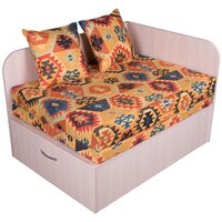Диван-кровать раскладной детский «Чижик», желтый с принтом, 98*72*63 см, молочный дуб, для детской комнаты