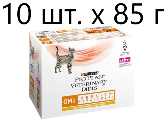 Влажный корм для кошек Pro Plan Veterinary Diets для снижения избыточной массы тела, с курицей 10 шт. х 85 г - фотография № 11