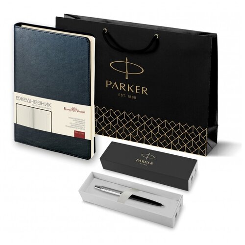 Подарочный набор: Шариковая ручка Parker Jotter K60 и ежедневник недатированный черный