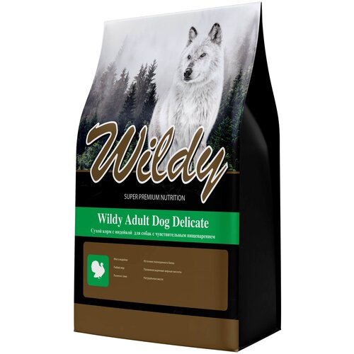Полнорационный корм супер-премиум класса Wildy Adult Dog Delicate с индейкой для собак с чувствительным пищеварением, 1 кг