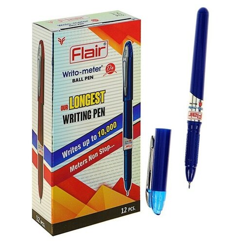 Ручка шариковая Flair Writo-Meter DX узел-игла 0,6, (пишет 10 км), шкала на стержне, синий