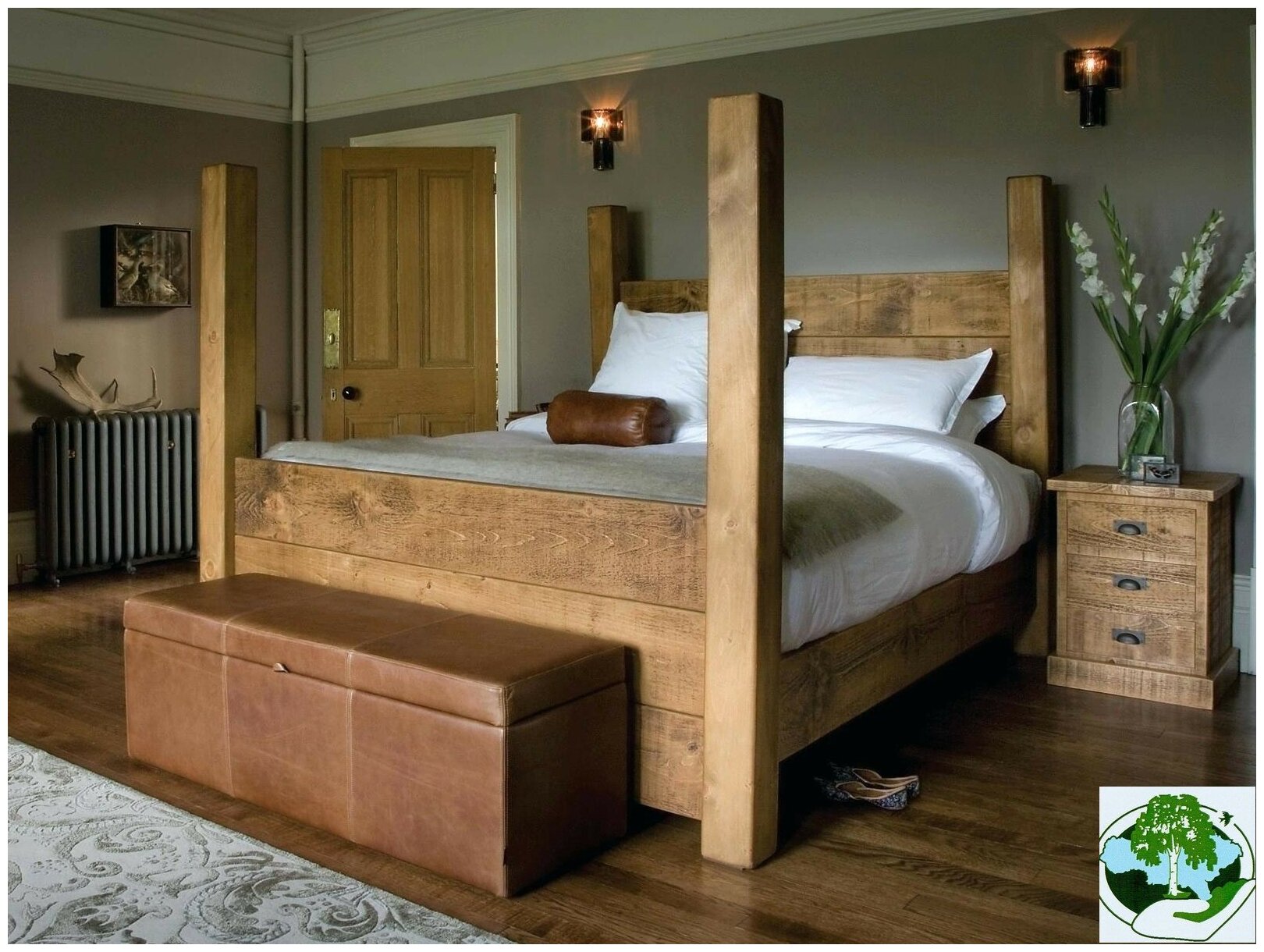 Двуспальная кровать из массива дерева "Дворянская" 180x200