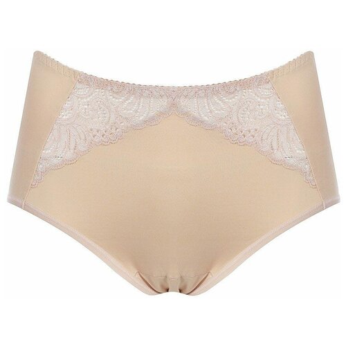 фото Milavitsa трусы слипы высокой посадки с кружевными вставками classic, размер 122, нюд