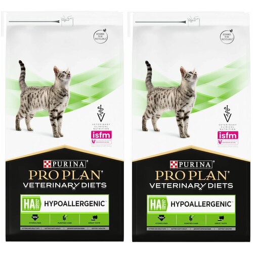 Сухой корм для кошек и котят Purina Pro Plan Veterinary Diets HA St/Ox hypoallergenic, для снижения пищевой непереносимости, 2 шт. х 1.3 кг