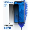 Защитное стекло Антишпион на телефон Apple iPhone XR, iPhone 11 / Полноэкранное стекло для Эпл Айфон Икс Эр (10 Р), Айфон 11 (Черный) - изображение