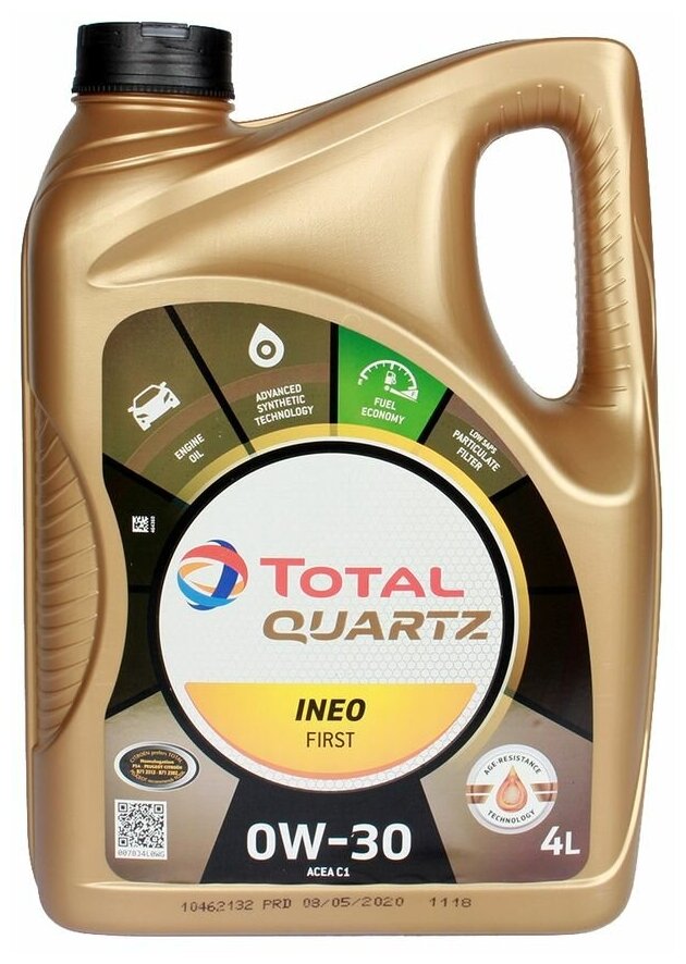 Синтетическое моторное масло TOTAL Quartz INEO First 0W30, 4 л, 1 шт