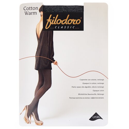 фото Колготки filodoro classic cotton warm, 200 den, с ластовицей, с шортиками, без шортиков, размер 3, серый