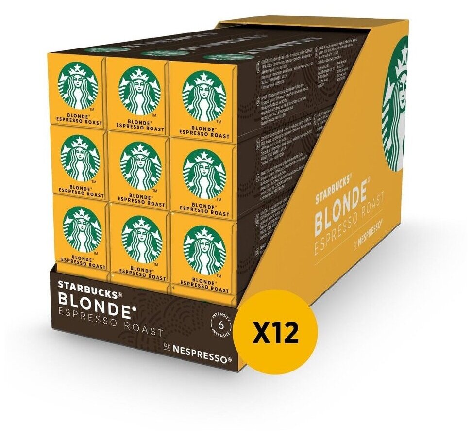 Кофе в капсулах Starbucks Blonde Espresso Roast для Nespresso, 10 кап. в уп., 12 уп. - фотография № 1