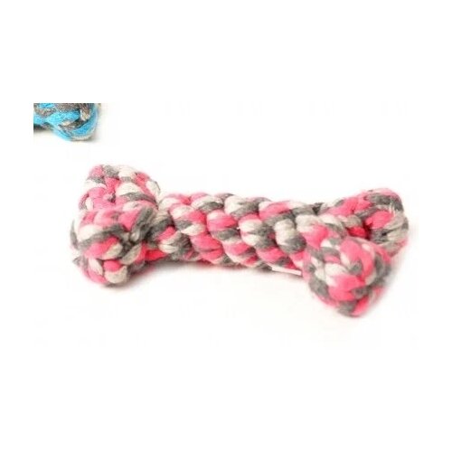 Игрушка для собак веревочная DUVO+ Мини кость, розовая, 8см (Бельгия) duvo игрушка для собак веревочная гантель с мячиками серо розовая 18см бельгия шт