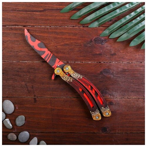 Moon Land Сувенир деревянный «Нож бабочка, красные линии»