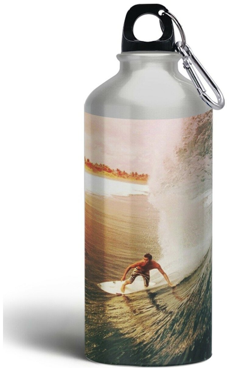 Бутылка спортивная,туристическая фляга, 500мл с карабином Серфинг спорт - 124