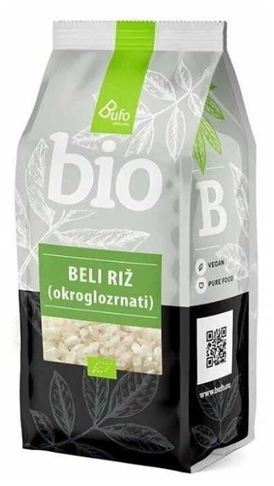 Крупа рис белый круглозерный био Bufo Eko organic Словения 500г