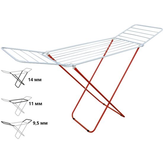 Perfecto Linea Сушилка для белья напольная, 16м, серия Maria, бело-красная, (Сушильное полотно - 16 метров, размер 167х46х84.) (46-002160)