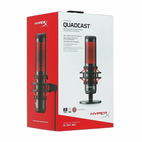 Микрофон студийный конденсаторный HyperX QuadCast микрофон hyperx quadcast s rgb usb бело серый