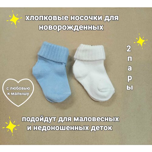 Носки Sullun socks 2 пары, размер 0-3, белый, голубой