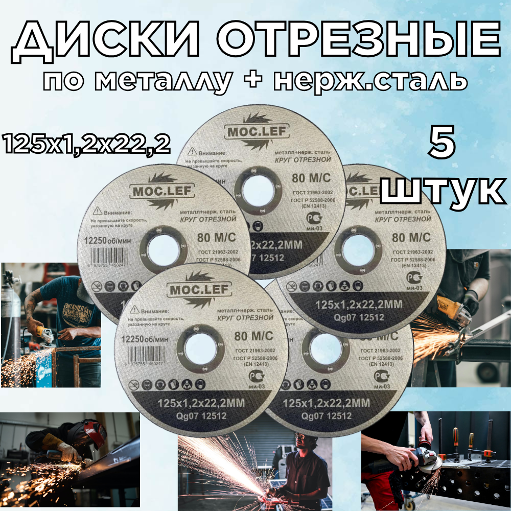 фото Диск отрезной по металлу + нерж. сталь 230х2,0х22,2мм 6650об/мин. 80м/с MOC.LEF 23020