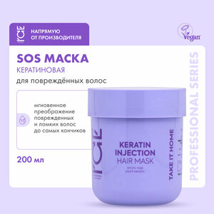 Кератиновая маска для поврежденных волос Keratin Injection ICE Professional by Natura Siberica, Take It Home, 200 мл