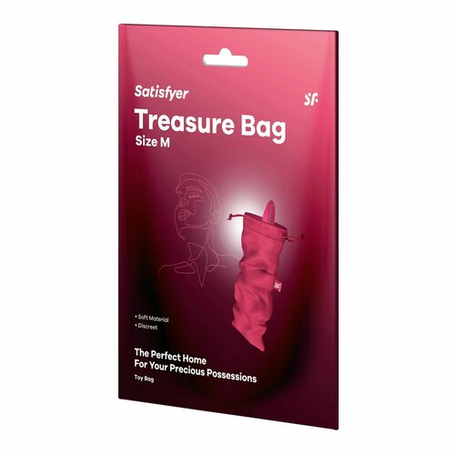 satisfyer парный вибратор double love с возможностью управления через пульт и приложение белый satisfyer Розовый мешочек для хранения игрушек Treasure Bag M (Цвет: розовый)
