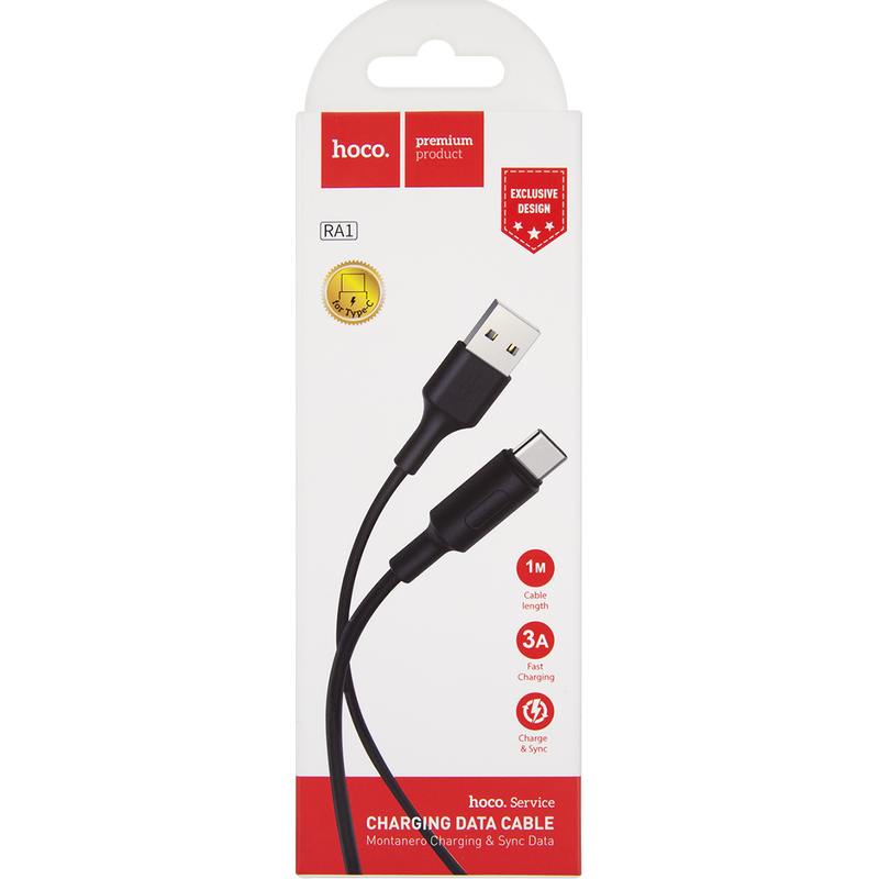 Дата-кабель Hoco RA1, USB - Type-C, 3A, черный - фото №4