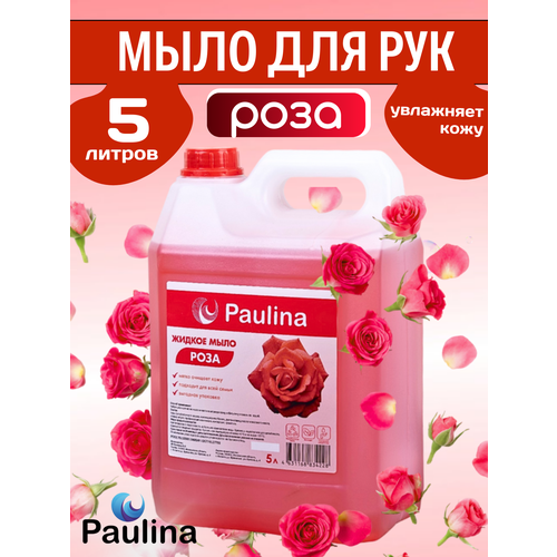 Жидкое мыло для рук и тела Paulina, роза, 5 л жидкое мыло для рук и тела paulina клубника 5 л