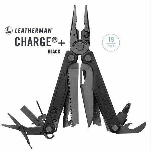 Leatherman CHARGE PLUS BLACK Мультитул c битами клипсой и чехлом