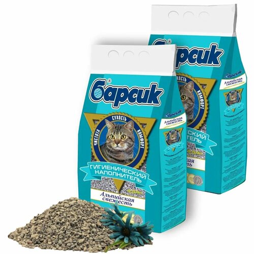 Наполнитель для кошачьего туалета Барсик Альпийская свежесть 4,54л - 2 упаковки