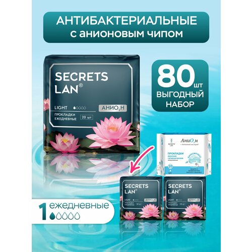 Прокладки ежедневные Анионовые Secrets Lan 4 уп.80 шт.