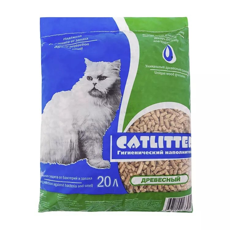 Catlitter Наполнитель для кошек, гигиенический древесный 20л