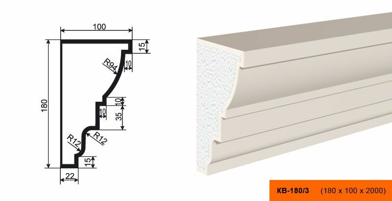 Lepninaplast КВ-180/3 фасадный карниз из пенополистирола