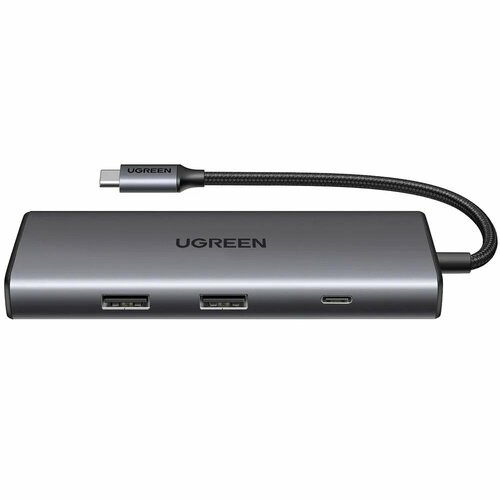 Адаптер UGREEN CM498 (15531) Revodok Pro 7-in-1 4K@30Hz HDMI&2*USB- A 3.2&USB-C 3.2&SD/TF&PD Adapter. Цвет: серый. адаптер ugreen cm498 usb c 3xusb a tf sd vga rj45 hdmi pd100w usb type space grey 15600