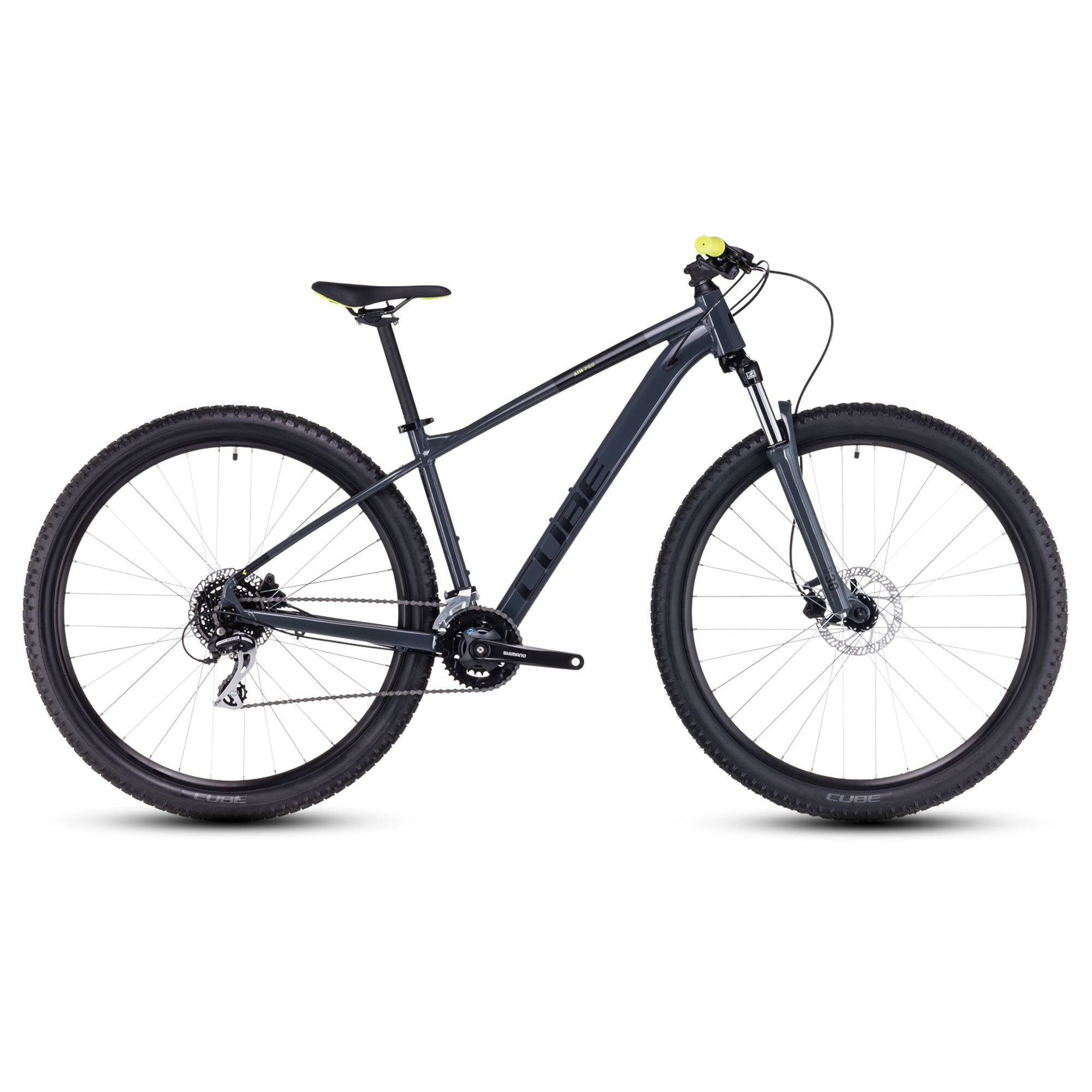Велосипед CUBE Aim Pro grey n flashyellow (2024), рама 20", колеса 29"