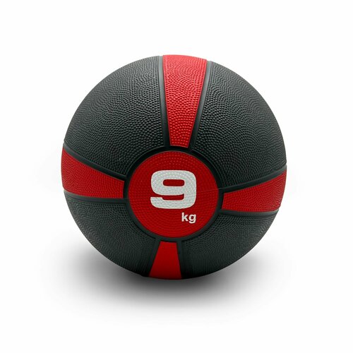 Медбол UNIX Fit PRO 9 кг для рук, утяжеленный мяч для фитнеса и кроссфита, медицинбол, оранжевый красный