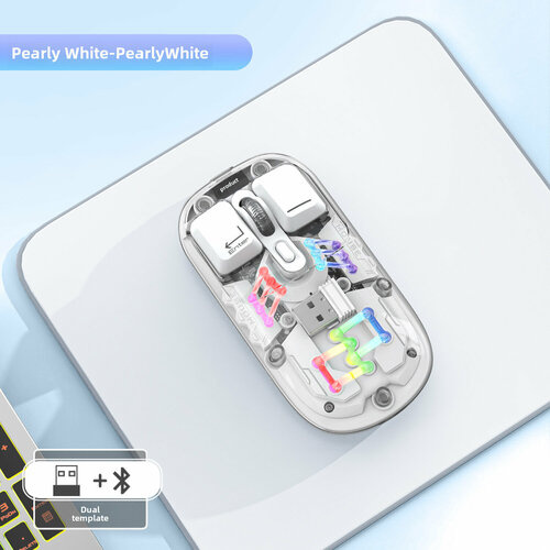 Мышь перезаряжаемая беспроводная Bluetooth 24G кремово-белая 113500₽