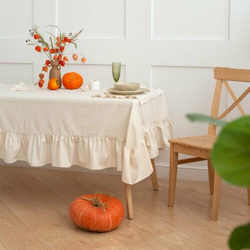 Скатерть прямоугольная с рюшами Чистый хлопок, 100% хлопок