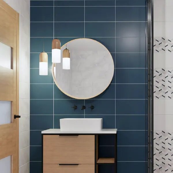 фото Плитка настенная Mersey Mono 20x40 см 1.2 м² матовая цвет синий