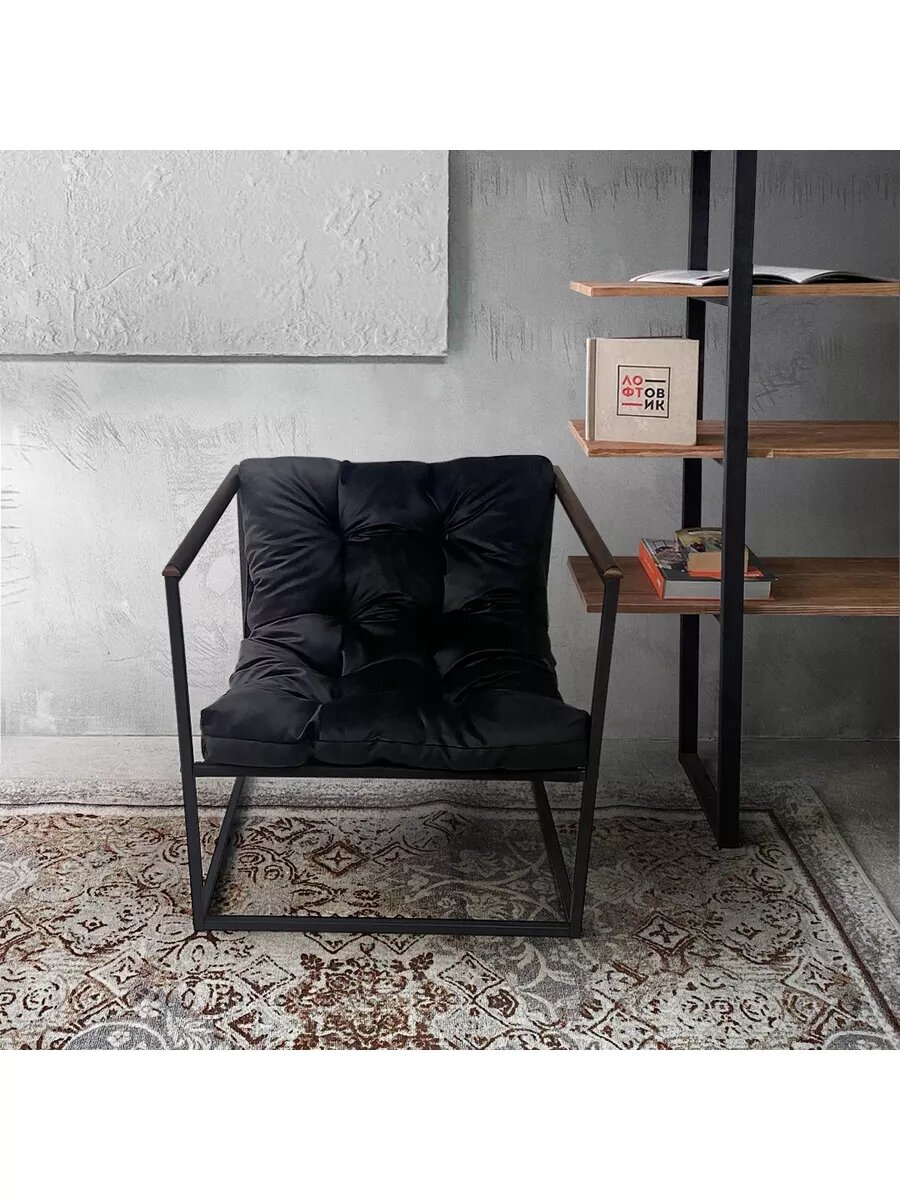 Подушка Лофтовик черный велюр — фото 1