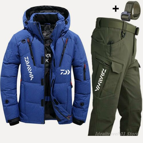 Изображение товара Мужской зимний пуховик для рыбалки Daiwa, утепленные теплые стеганые куртки с капюшоном для улицы