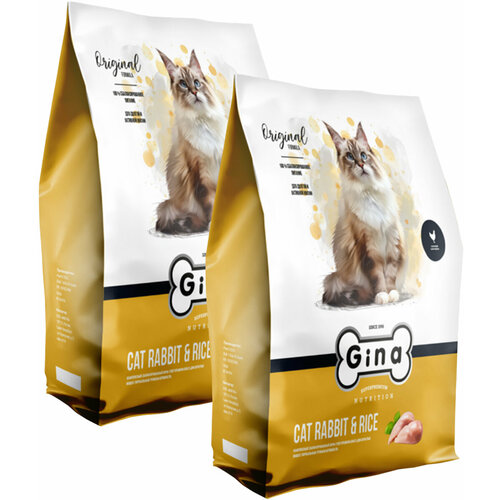 фото Gina adult cat rabbit & rice для взрослых кошек с кроликом и рисом 02323 (1 + 1 кг)